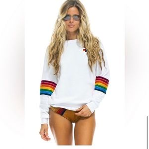 Cool Aviator Nation Rainbow Stitch Sweatshirt, Small Runs larger